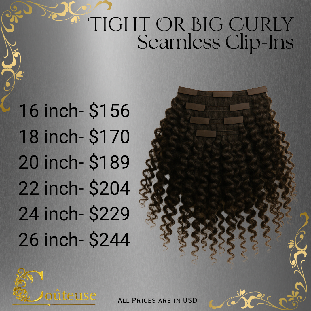 SEAMLESS Virgin Clip Ins- Royal Curl & Soft Coils
