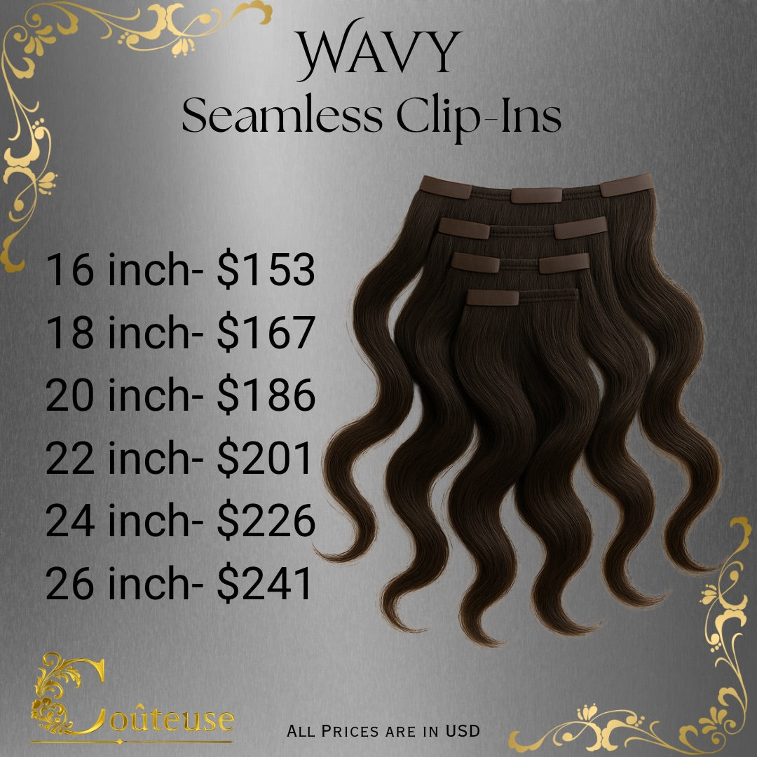 SEAMLESS Virgin Clip Ins- Wavy
